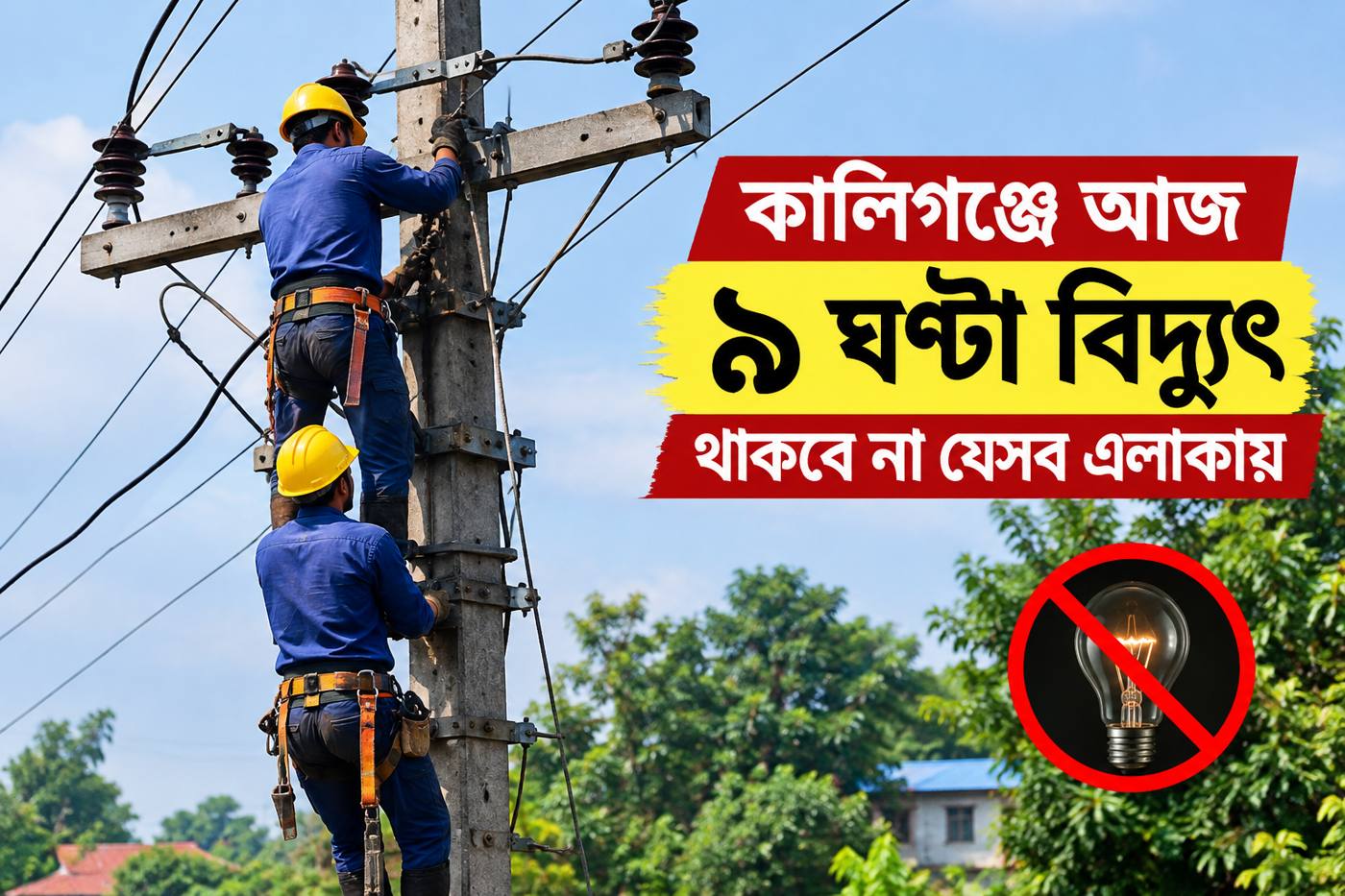 কালিগঞ্জে আজ ৯ ঘণ্টা বিদ্যুৎ থাকবে না যেসব এলাকায়